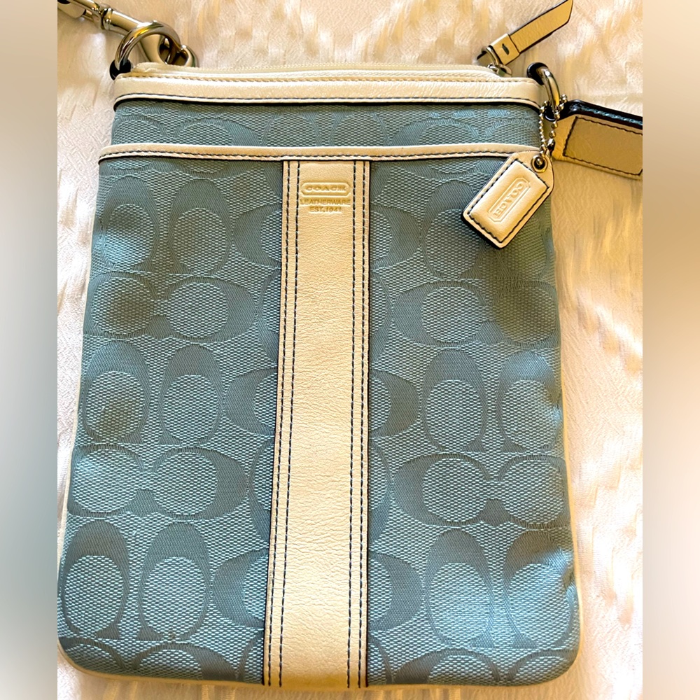 Coach Powder Blue & White Crossbody Bag